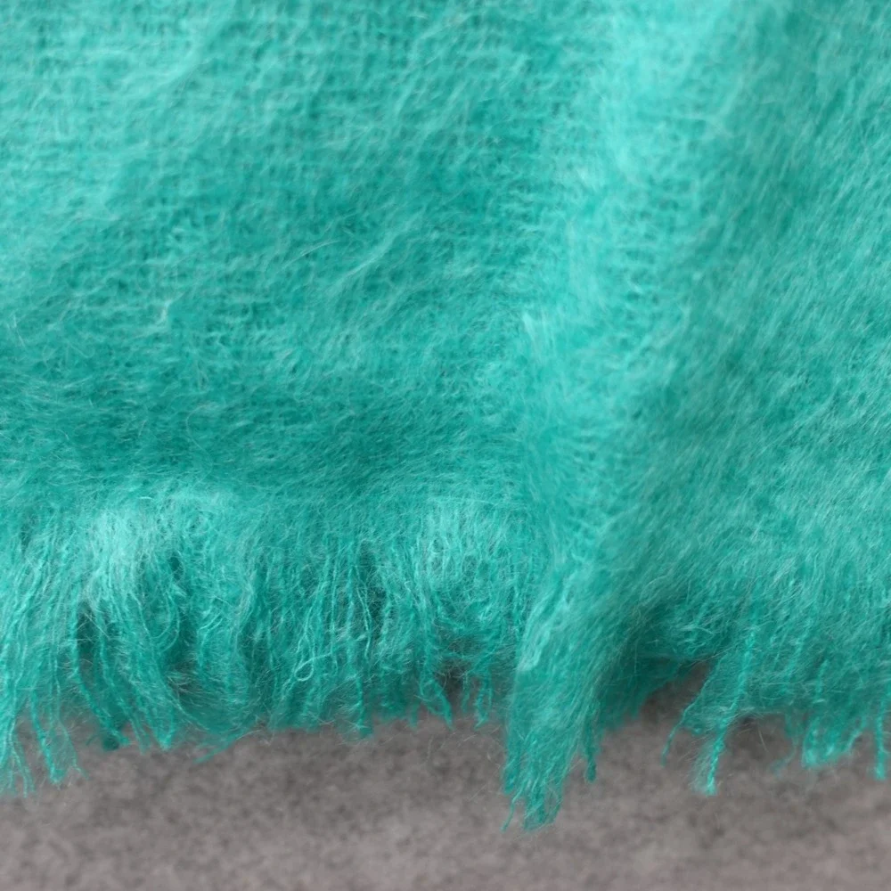 Vintage Wool Mohair Shawl Wrap Womens Blue Throw Blanket Scottish GARTMORN 28x70